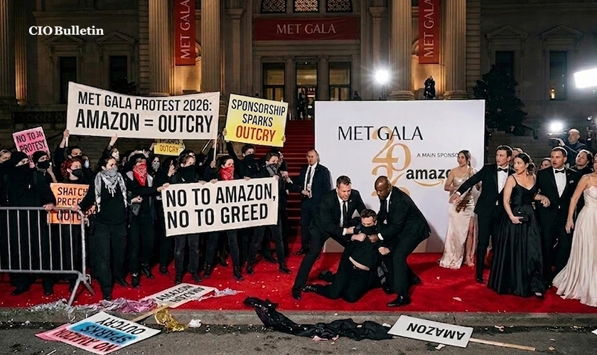 Met Gala protesters 2026 Storm the Red Carpet as Bezos Sponsorship Sparks Outcry